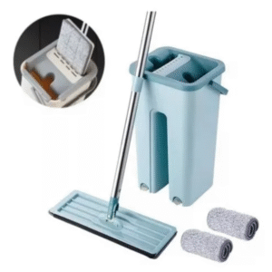 Mopa y Cubo de Limpieza 360° con sistema de doble compartimiento y paños de microfibra