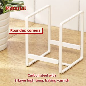 Organizador metálico para tapas y sartenes de cocina en acero al carbono, compacto y resistente